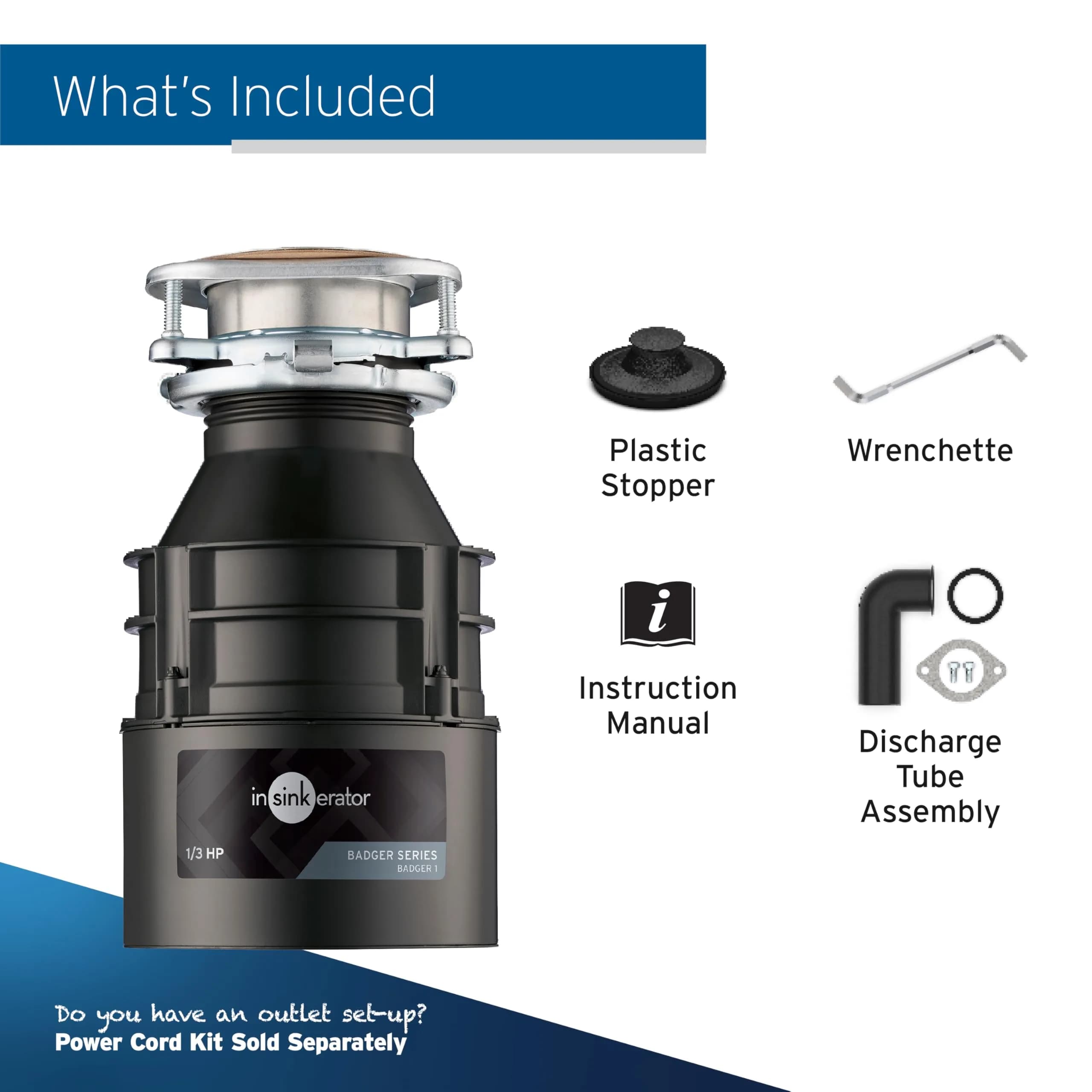 InSinkErator Badger 1 Garbage Disposal 1/3 HP Continuous Feed | 16.3 cm (6.42 in) Wide - view 7
