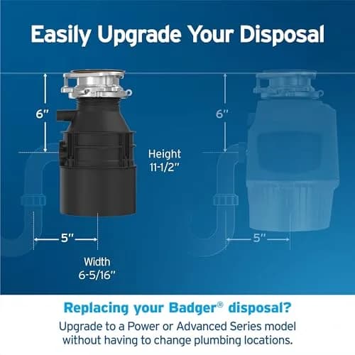 InSinkErator Badger 1 Garbage Disposal 1/3 HP Continuous Feed | 16.3 cm (6.42 in) Wide thumbnail 8