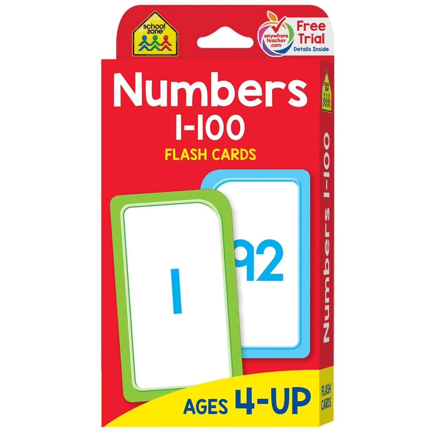 School Zone Numbers 1-100 Flash Cards | 100 Cards for Learning Numeracy & Literacy — Red