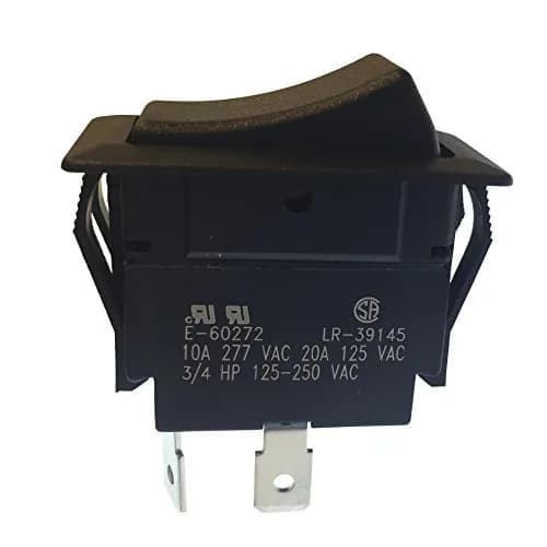 Gardner Bender GSW-45 Heavy-Duty Rocker Switch, SPST ON-OFF, 20A/125V AC, Spade Terminal, Black | Fits .830 x 1.45 Inch Panel Cutouts thumbnail 1