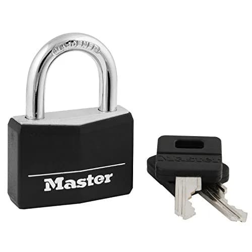 Master Lock Gym Locker Lock, Keyed Lock, Black Covered Aluminum Lock 141D | Scratch & Corrosion Resistant thumbnail 1