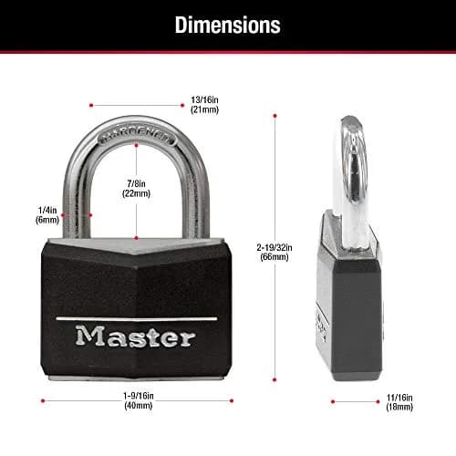 Master Lock Gym Locker Lock, Keyed Lock, Black Covered Aluminum Lock 141D | Scratch & Corrosion Resistant thumbnail 6