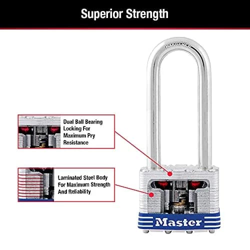 Master Lock 3DLH Laminated Steel Padlock with Key, 40mm Body, 51mm Shackle | Hardened Steel Shackle & 4-Pin Cylinder thumbnail 6
