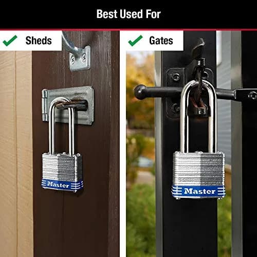 Master Lock 3DLH Laminated Steel Padlock with Key, 40mm Body, 51mm Shackle | Hardened Steel Shackle & 4-Pin Cylinder thumbnail 3