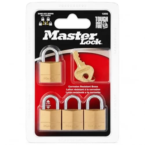 Master Lock Padlock, Solid Brass, 3/4 in. Wide, 120Q, Pack of 4 | Corrosion-Resistant, Keyed Alike thumbnail 8