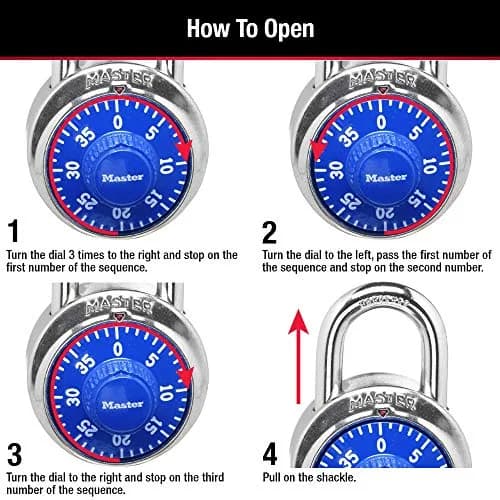 Master Lock Combination Lock for Gym Lockers, Blue | 3-Digit Keyless Security thumbnail 5