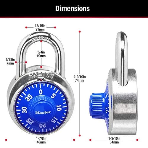 Master Lock Combination Lock for Gym Lockers, Blue | 3-Digit Keyless Security thumbnail 6