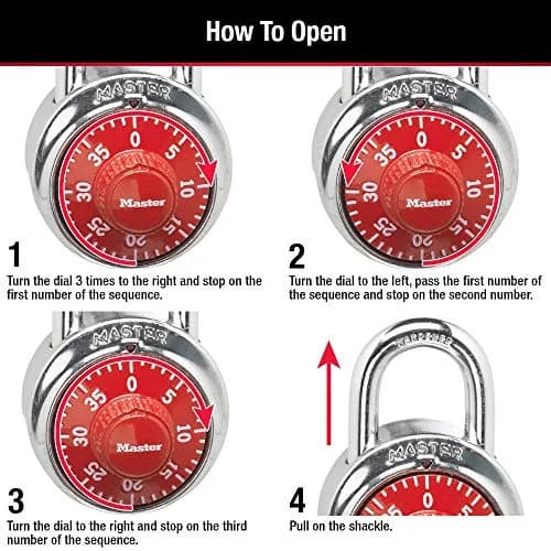 Master Lock 1504D Locker Lock Combination Padlock 48mm Red | Keyless Security thumbnail 5
