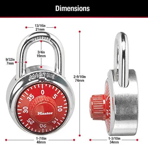 Master Lock 1504D Locker Lock Combination Padlock 48mm Red | Keyless Security thumbnail 6