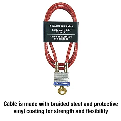 Master Lock 719D Steel Cable with Key Lock 3 ft (91 cm) | Outdoor Security thumbnail 3