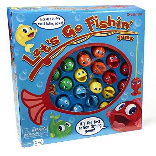 Pressman Let's Go Fishin' Game - Original Rotating Pond Edition | 21 Fish, 4 Poles, Ages 4+ thumbnail 1