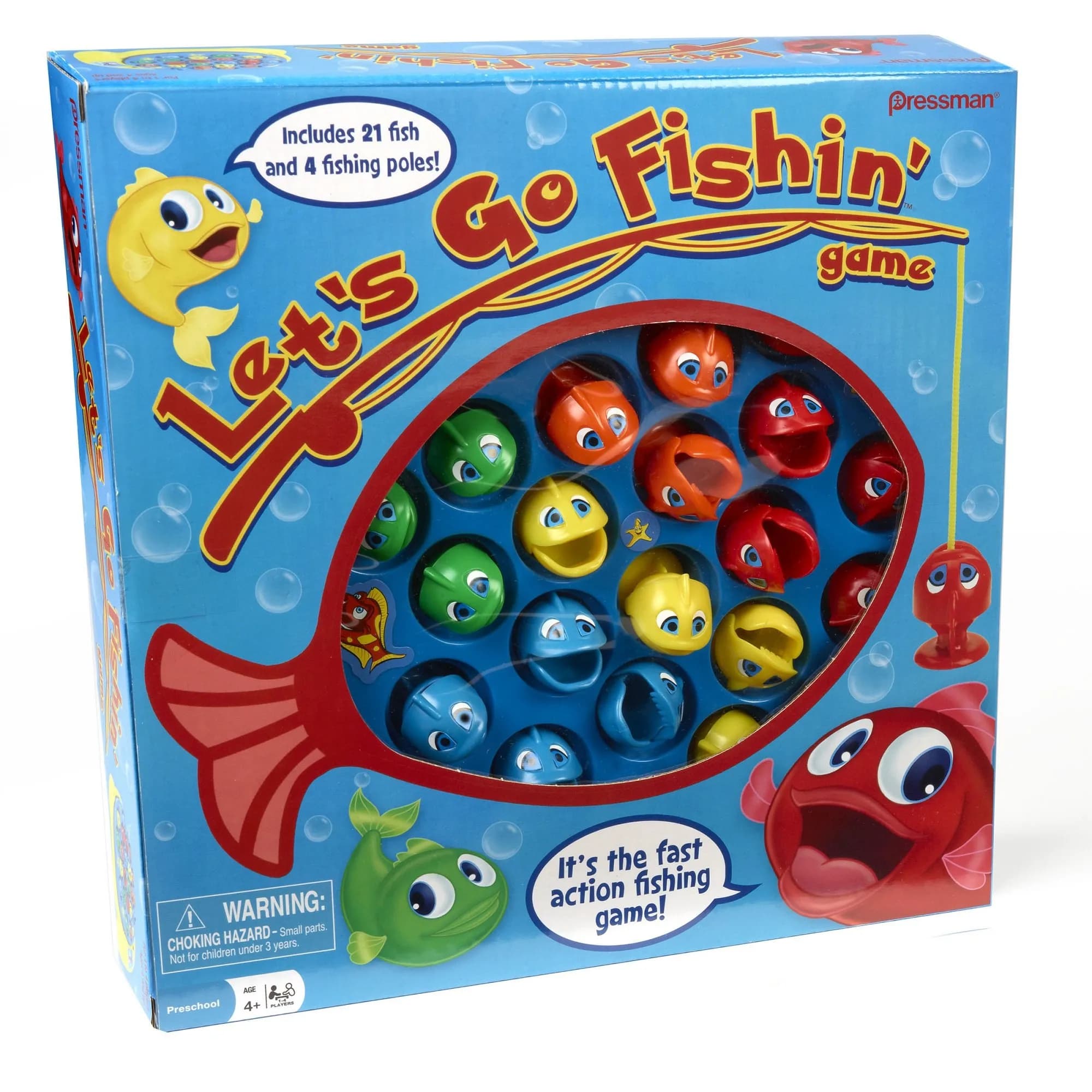 Pressman Let's Go Fishin' Game - Original Rotating Pond Edition | 21 Fish, 4 Poles, Ages 4+