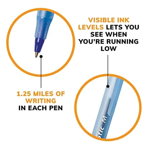 BIC Round Stic Xtra Life Blue Ballpoint Pens, Medium Point (1.0mm), 10-Count Pack | Smooth Writing Comfort thumbnail 5