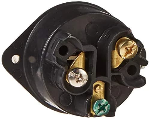 Leviton 15 Amp, 125 Volt, Flanged Inlet Receptacle, Straight Blade, Commercial Grade, Grounding, Back Wired, Black | Heavy-duty UL 498 approved plug thumbnail 2