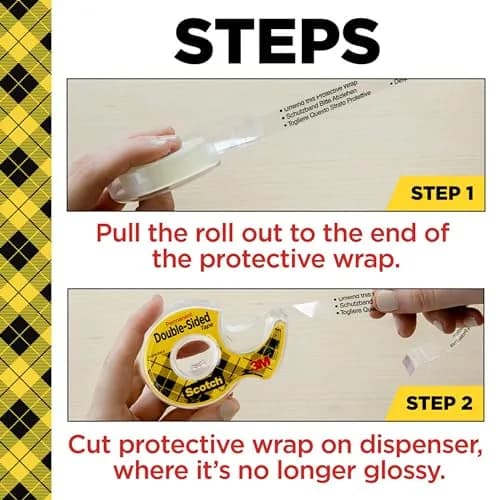 Scotch Permanent Double Sided Tape with Dispenser 1.27 cm x 635 cm (0.5 in. x 250 in.) | Mess-Free Permanent Adhesive thumbnail 4