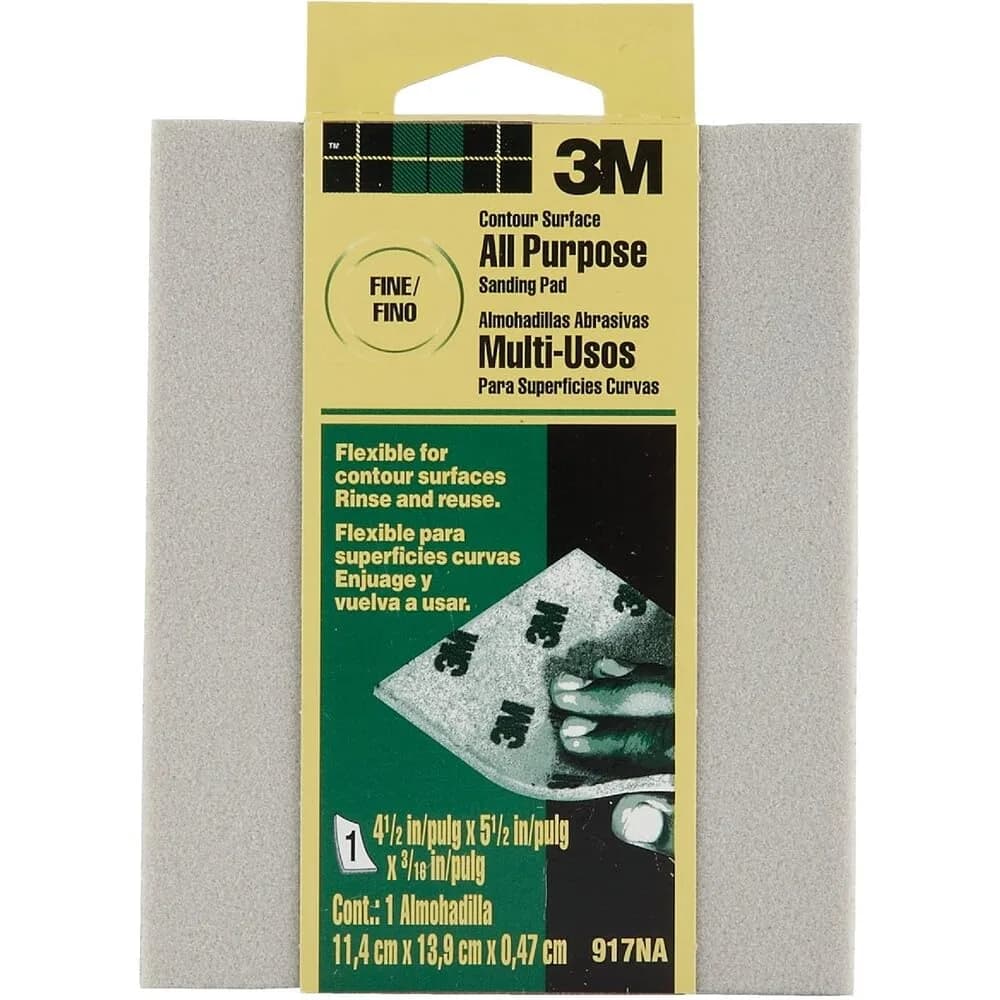 3M Contour Surface Sanding Sponge 4.5-in x 5.5-in x 0.2-in | Flexible, Clog-Resistant for Contoured Surfaces — Fine