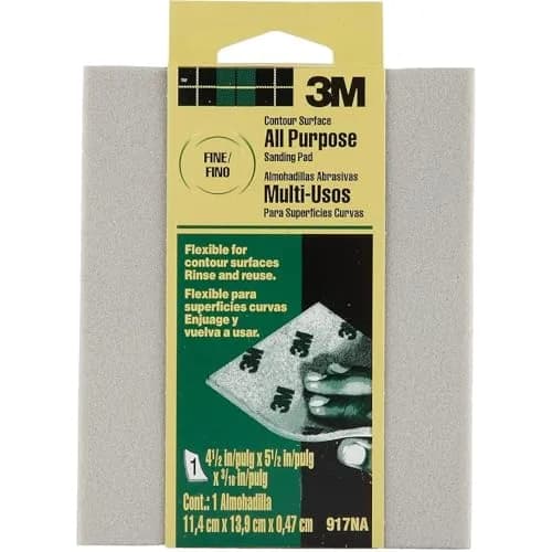 3M 917DC-NA Sanding Sponge Pack of 1 | Fine Grit for Contoured Surfaces thumbnail 1