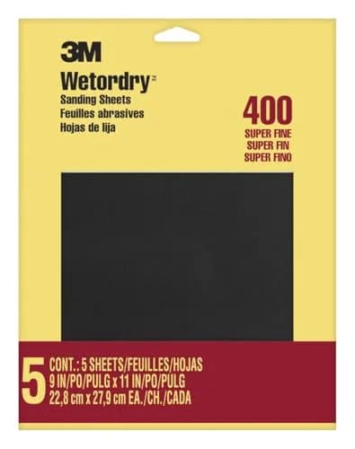 3M Wetordry Sandpaper 9 in. x 11 in. 400 Grit | Waterproof Silicon Carbide Sheets for Metal & Wood thumbnail 1