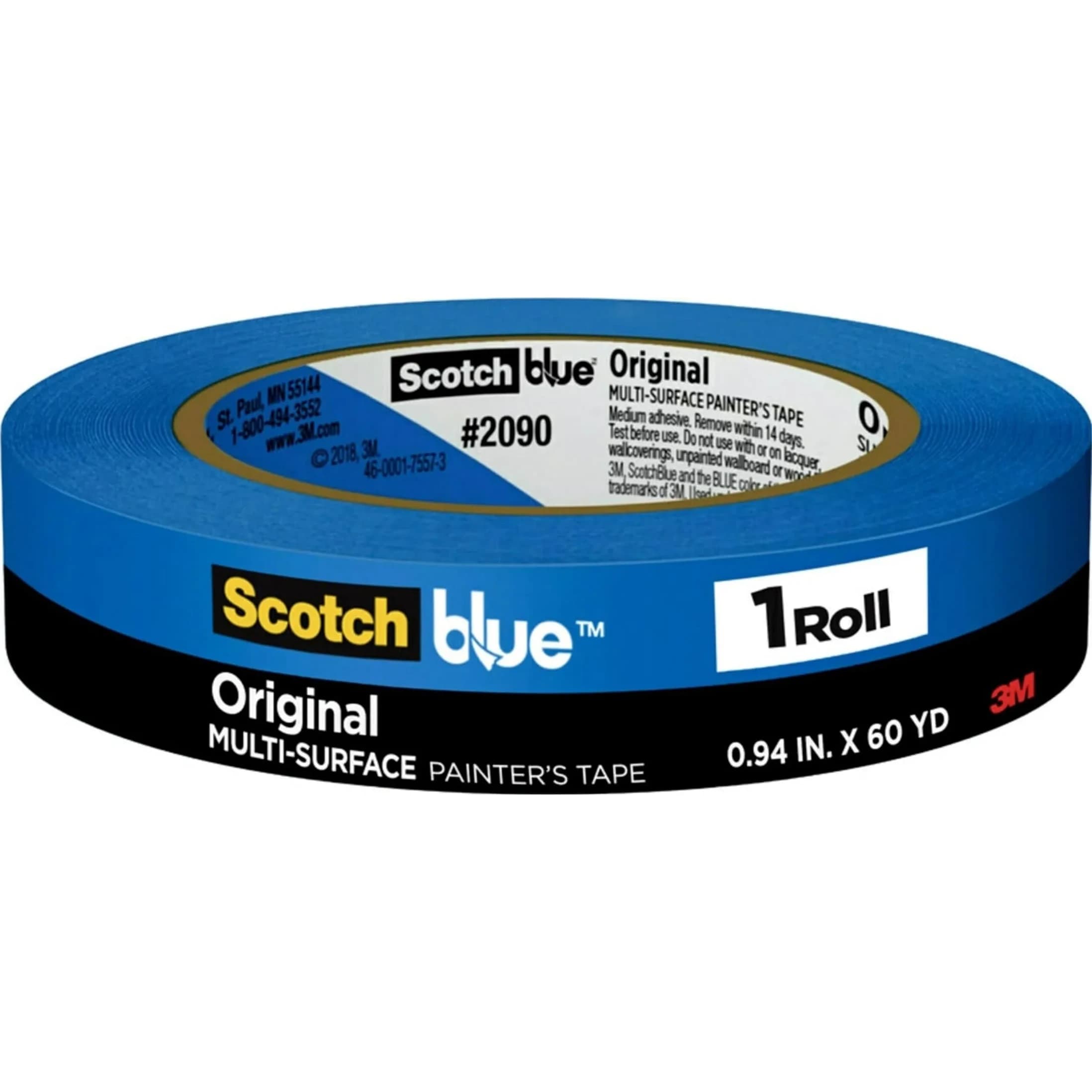 ScotchBlue Original Multi-Surface Painter's Tape 2.4 cm (1 Inch) x 54.8 m (180 Ft) | Clean Removal Tape for Walls, Trim, Glass