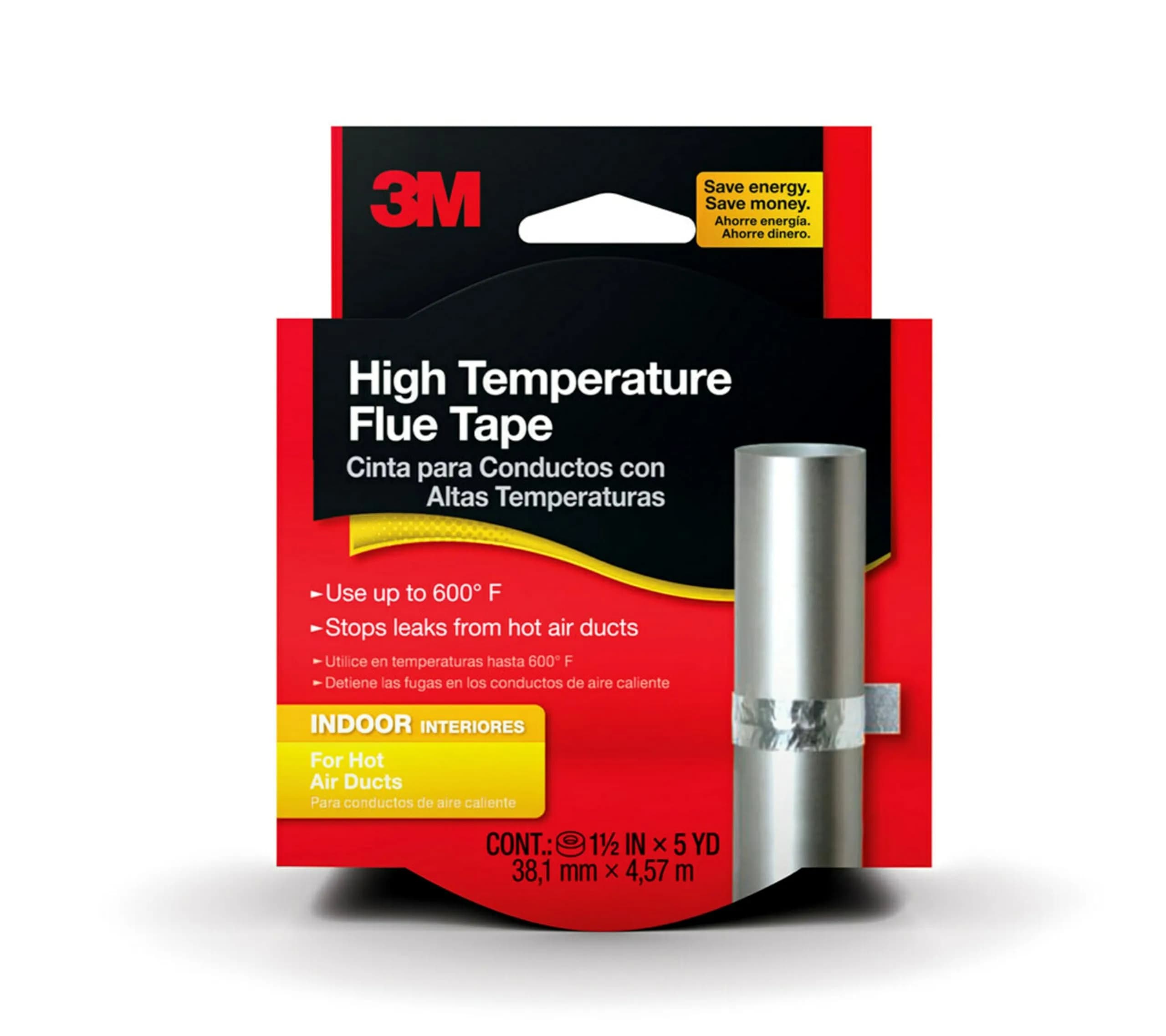 3M High-Temperature Flue Tape 1.5 in x 15 ft | Heat Resistant Up to 600°F for Heating Ducts — 1.5 in x 15 ft