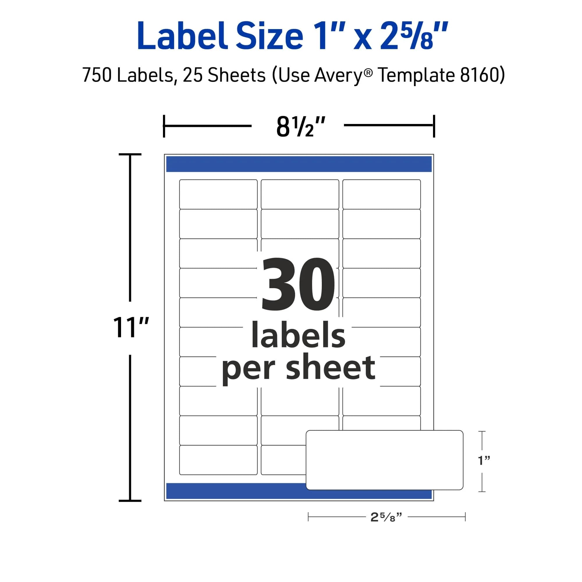 Avery Easy Peel Address Labels, Inkjet Printers, White, 1" x 2-5/8", Box of 750 Labels | Professional Grade - view 6