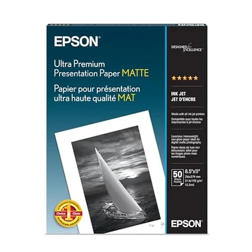 Epson Ultra Premium Presentation Paper Matte 8.5x11 Inches (50 Sheets) | Vivid Color Reproduction thumbnail 1