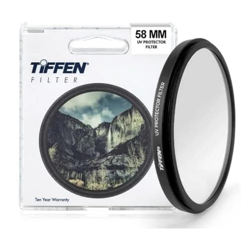 Tiffen 58mm UV Protector Filter | Clear Optical Glass Lens Filter for DSLR Cameras thumbnail 1