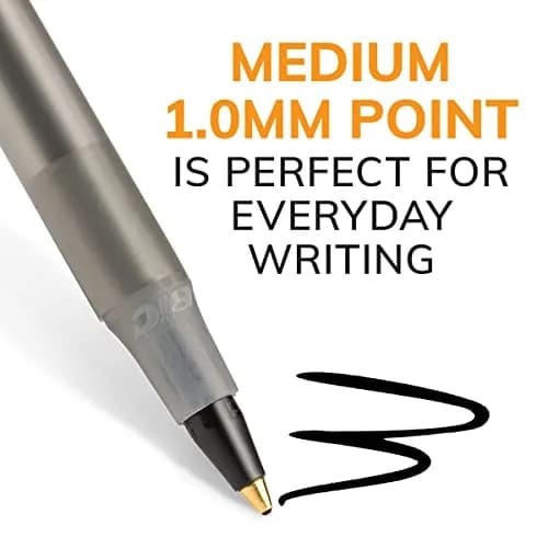 BIC Round Stic Xtra Life Black Ballpoint Pens, Medium Point (1.0mm), 10-Count Pack | Smooth Writing Comfort thumbnail 2