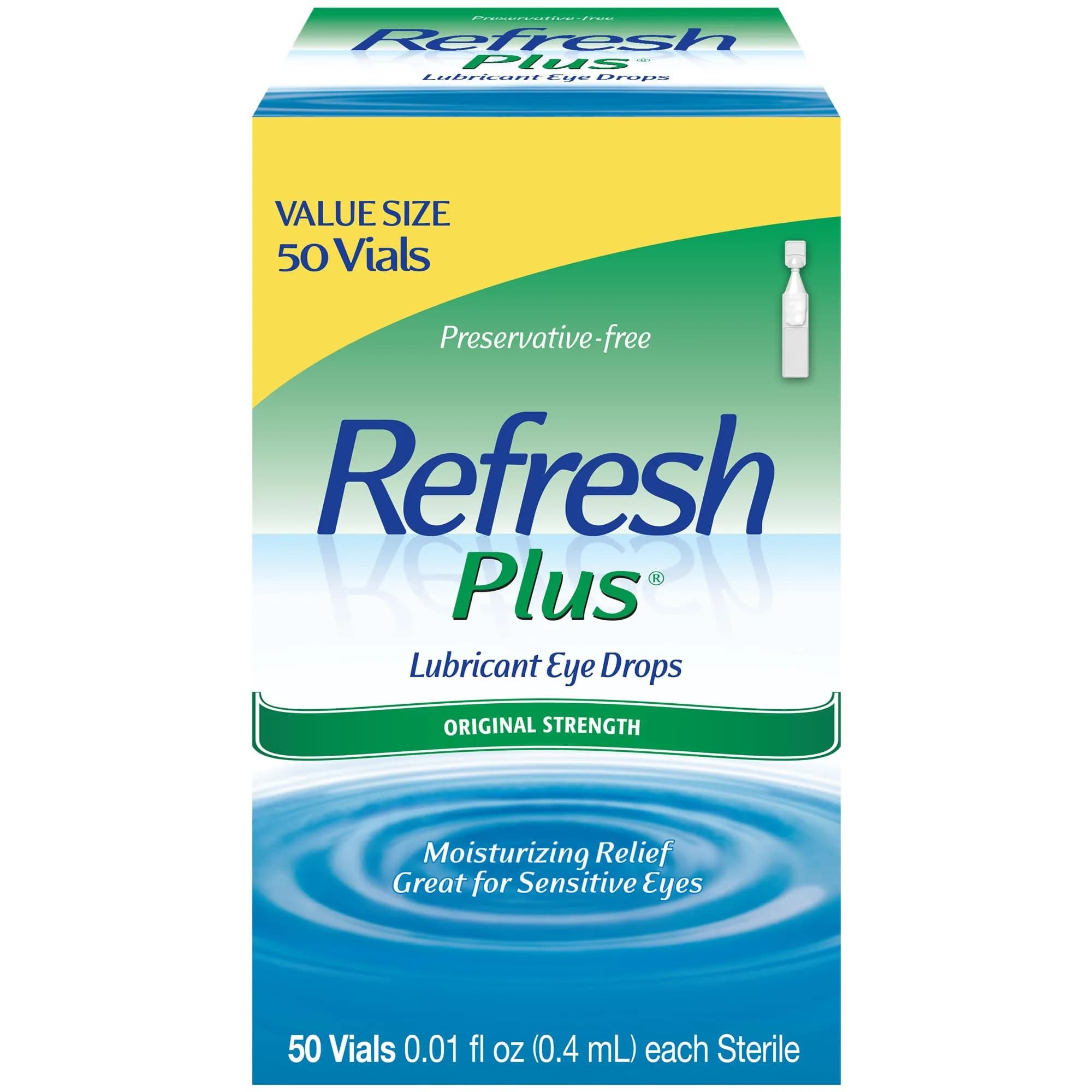 Refresh PLUS Lubricant Eye Drops Preservative-Free Artificial Tears 0.4 mL (0.01 Fl Oz) | 50 Single-Use Vials