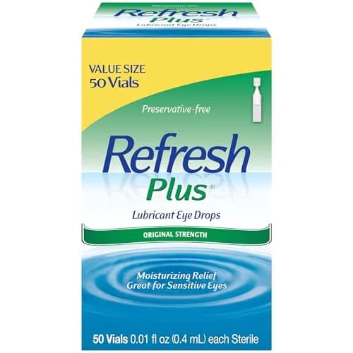Refresh PLUS Lubricant Eye Drops Preservative-Free Artificial Tears 0.4 mL (0.01 Fl Oz) | 50 Single-Use Vials thumbnail 1