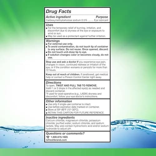 Refresh PLUS Lubricant Eye Drops Preservative-Free Artificial Tears 0.4 mL (0.01 Fl Oz) | 50 Single-Use Vials thumbnail 7