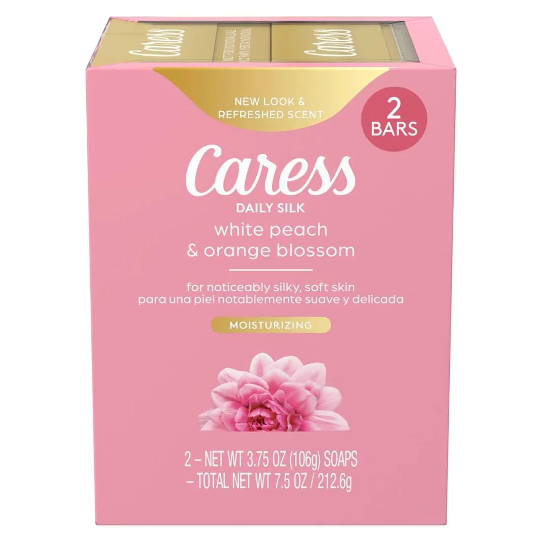 Caress Beauty Bar Soap for Women, Daily Silk with Silk Extract & Floral Oil, 3.75 oz, 2 Bath Bars | Silky, Moisturizing Body Soap — 3.75 Ounce