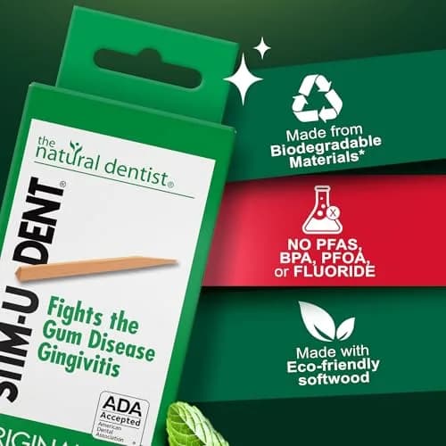 The Natural Dentist Stim-U-Dent Mint Dental Picks, Wooden Toothpicks for Food & Plaque Removal, Travel-Friendly, 4 Packs of 25 (100 Picks) | Natural Mint Flavour for Oral Hygiene thumbnail 8