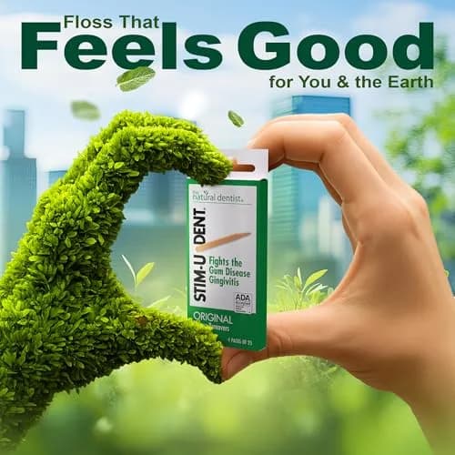 The Natural Dentist Stim-U-Dent Mint Dental Picks, Wooden Toothpicks for Food & Plaque Removal, Travel-Friendly, 4 Packs of 25 (100 Picks) | Natural Mint Flavour for Oral Hygiene thumbnail 2