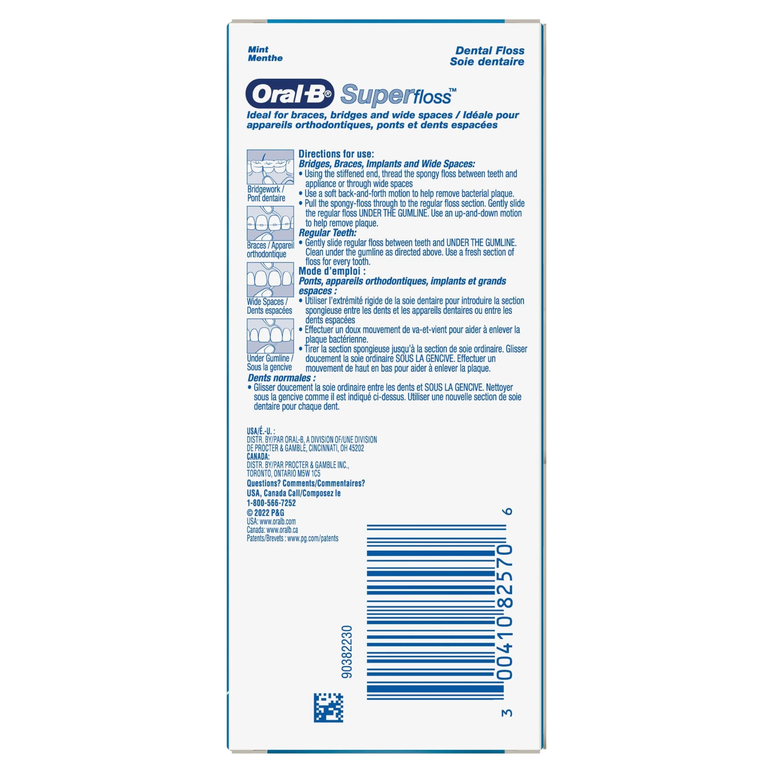 Oral-B Super Floss Pre-Cut Strands, 50 Count (15g) | Mint Flavor Dental Floss for Bridges, Braces, and Wide Spaces - view 4