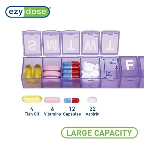 EZY DOSE Weekly Large Pill Organizer Planner 7-Day | Arthritis Foundation Endorsed thumbnail 3