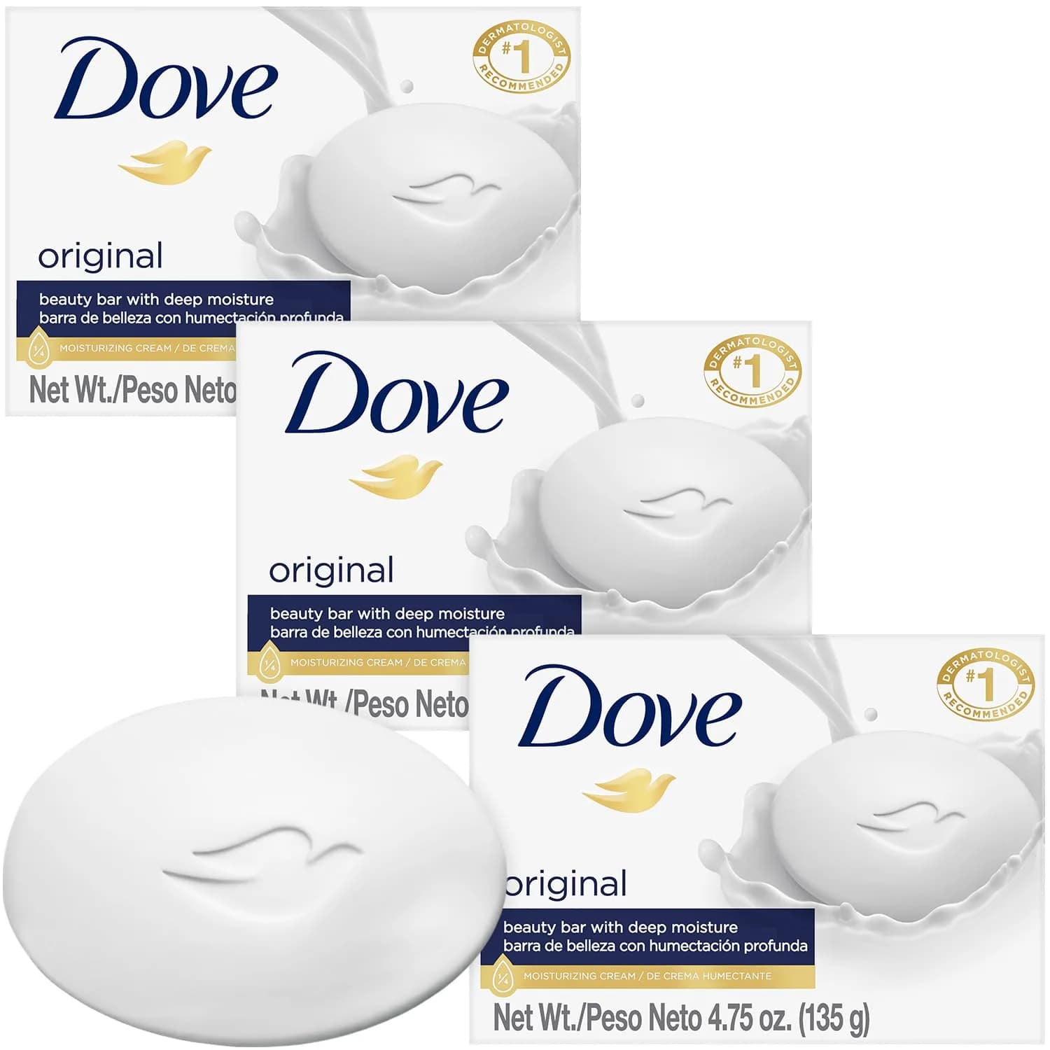 Dove Sensitive Skin Beauty Bar 8 Bars (272 oz Total) | Hypoallergenic & Fragrance-Free Cleanser - main product image