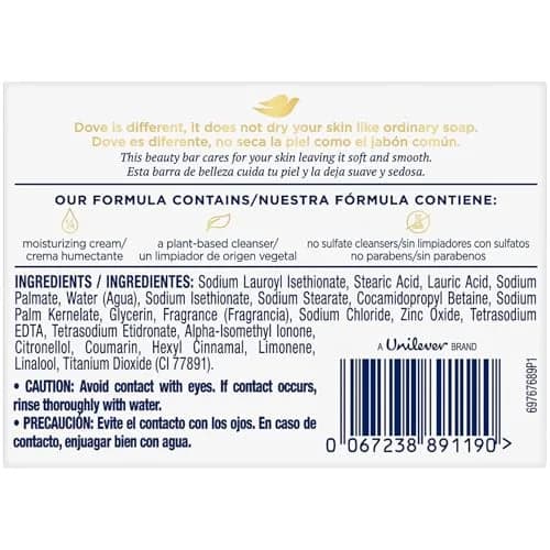 Dove Sensitive Skin Beauty Bar 8 Bars (272 oz Total) | Hypoallergenic & Fragrance-Free Cleanser thumbnail 2
