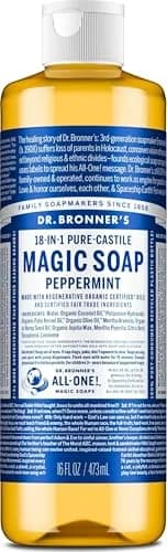 Dr. Bronner's Peppermint Pure-Castile Liquid Soap 473ml (16 Fl Oz) | All-One Multi-Purpose Cleaner thumbnail 1