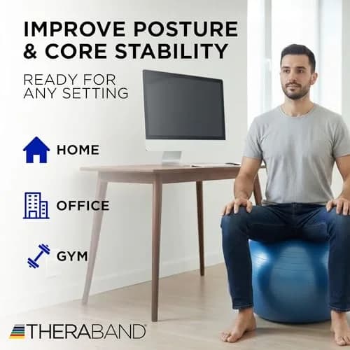 THERABAND Standard 30" Exercise Ball | Yoga Balance & Therapy Support for Adults (75cm) thumbnail 5