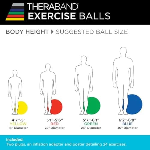 THERABAND Standard 30" Exercise Ball | Yoga Balance & Therapy Support for Adults (75cm) thumbnail 6
