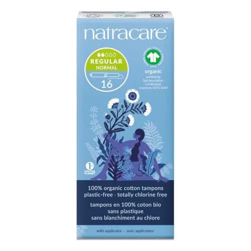 Natracare Organic Cotton Regular Tampons with Cardboard Applicator, Plastic Free, Chlorine Free, Biodegradable 100% Cotton (16 Count) | 100% Organic Cotton thumbnail 1
