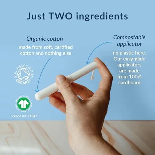 Natracare Organic Cotton Regular Tampons with Cardboard Applicator, Plastic Free, Chlorine Free, Biodegradable 100% Cotton (16 Count) | 100% Organic Cotton thumbnail 2