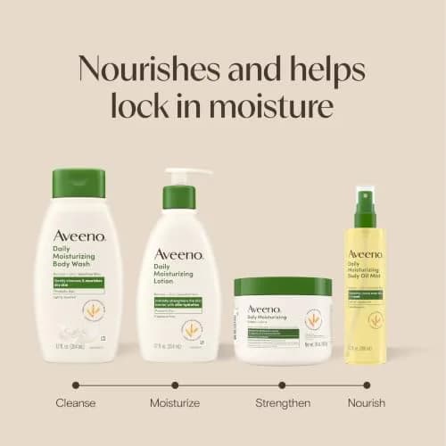 Aveeno Daily Moisturizing Body Lotion with Prebiotic Oat 354ml (12 Fl Oz) | Fragrance-Free for Dry, Sensitive Skin thumbnail 8