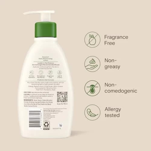 Aveeno Daily Moisturizing Body Lotion with Prebiotic Oat 354ml (12 Fl Oz) | Fragrance-Free for Dry, Sensitive Skin thumbnail 9