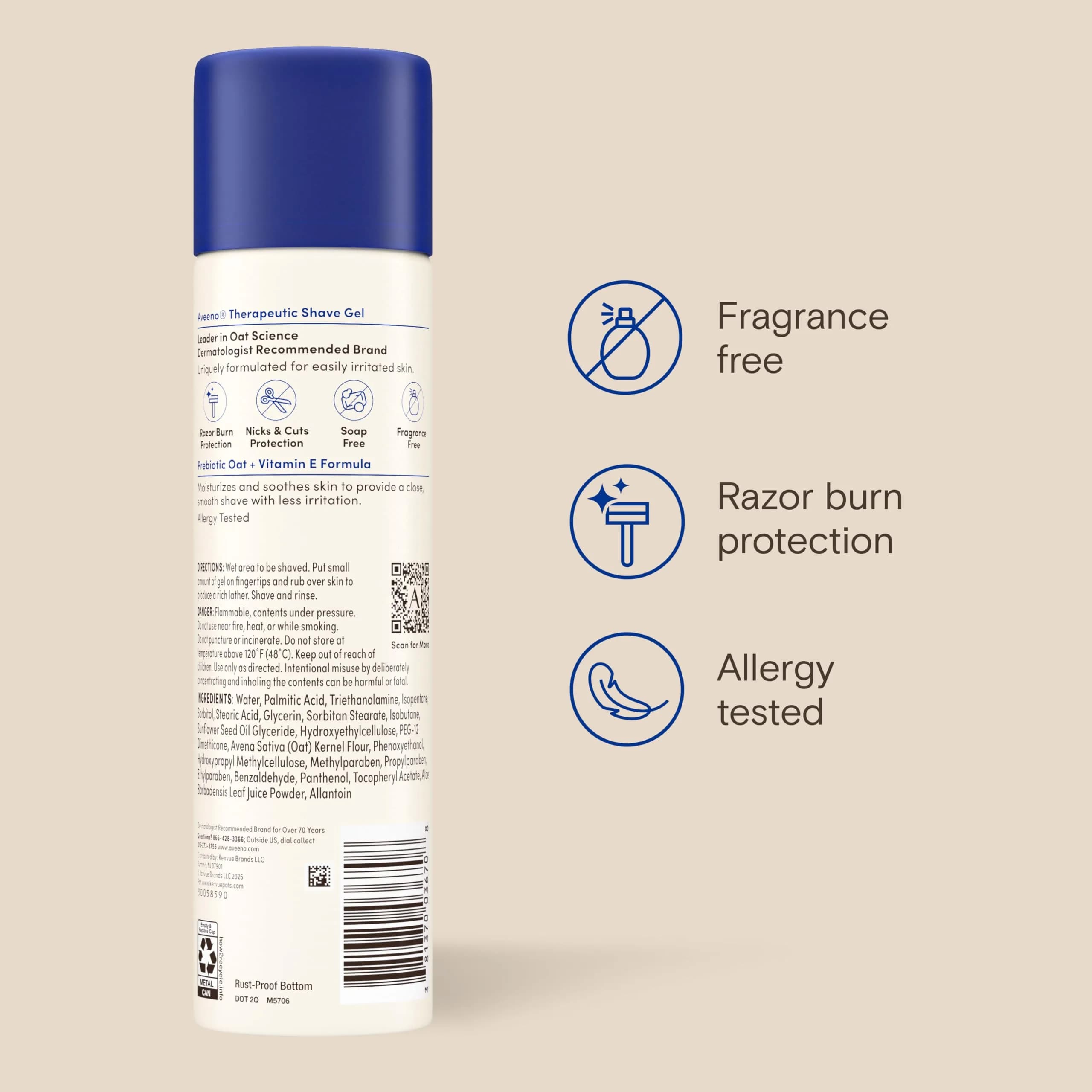 Aveeno Therapeutic Shave Gel for Sensitive Skin 207ml (7 Oz) | Prevents Razor Bumps & Irritation - view 9