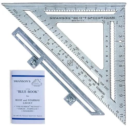 Swanson Tool Co. S0107 "Big 12" Speed Square 30cm (12-Inch) | Professional Layout Tool with Blue Book thumbnail 1