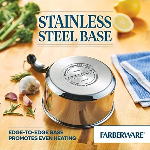 Farberware Classic Series Stainless Steel Sauce Pan with Lid, 1 Qt | Durable, Induction Compatible, Mirror Finish (120 chars) thumbnail 6