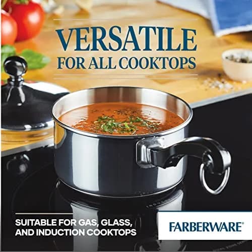 Farberware Classic Series Stainless Steel Sauce Pan with Lid, 1 Qt | Durable, Induction Compatible, Mirror Finish (120 chars) thumbnail 3