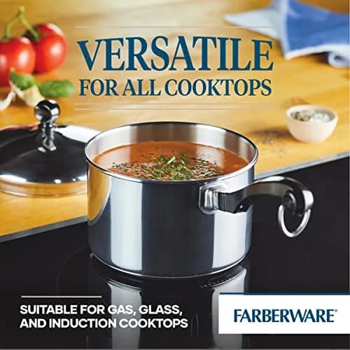 Farberware Classic Series Stainless Steel Sauce Pan with Lid, 2 Qt | Induction Compatible, Oven Safe thumbnail 4